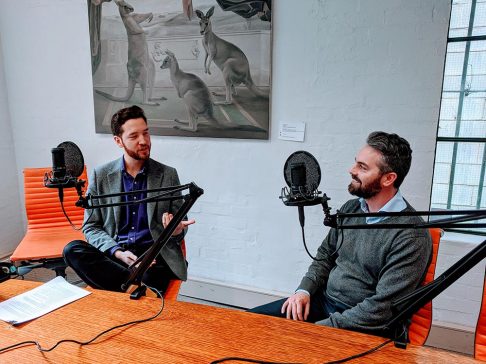 James Ha and Greg Moran recording a podcast