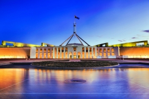 Facade of new parliament house in Canberra